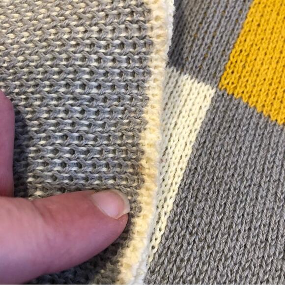 Modcloth gold gray cream plaid belted wrap cardigan sweater size Large - Picture 13 of 16